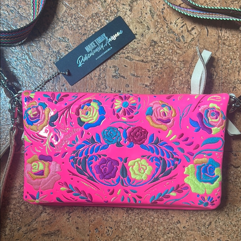 Pink Floral Embroidered Women's Bag